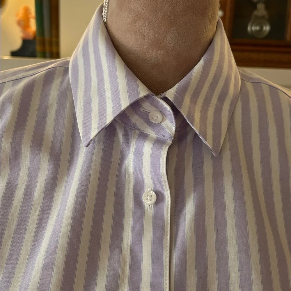 Brooks Brothers Lavender and White Striped Fitted Shirt - Picture 4 of 6